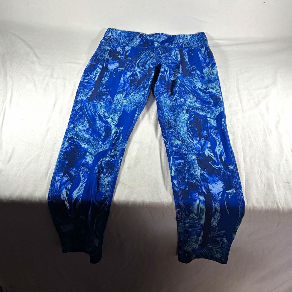 Mossimo Supply Co. Blue Abstract High Rise Ankle Leggings Polyester/Spandex L